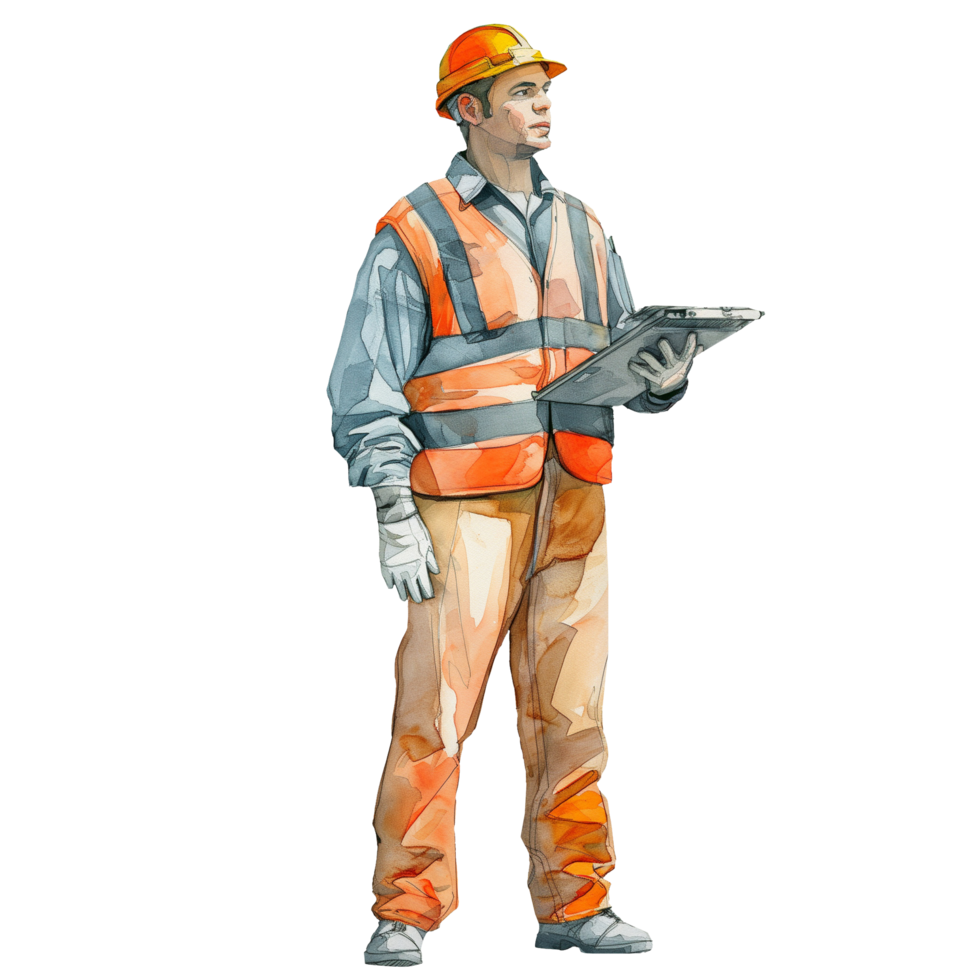 male engineer working watercolor png
