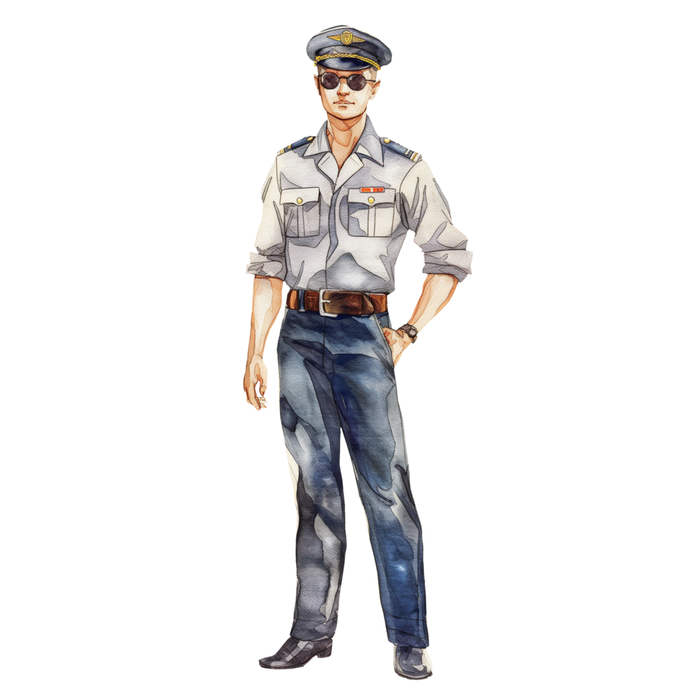 male pilot watercolor png