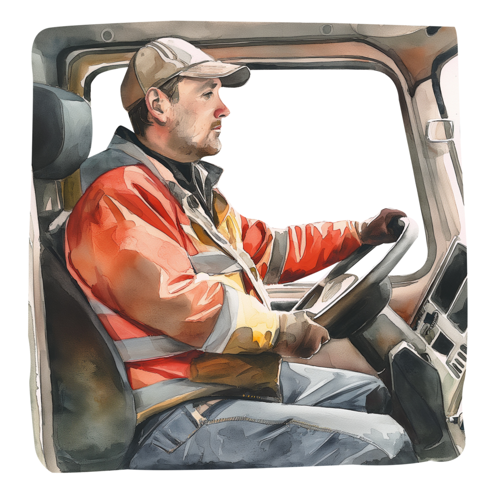 male construction driver watercolor png