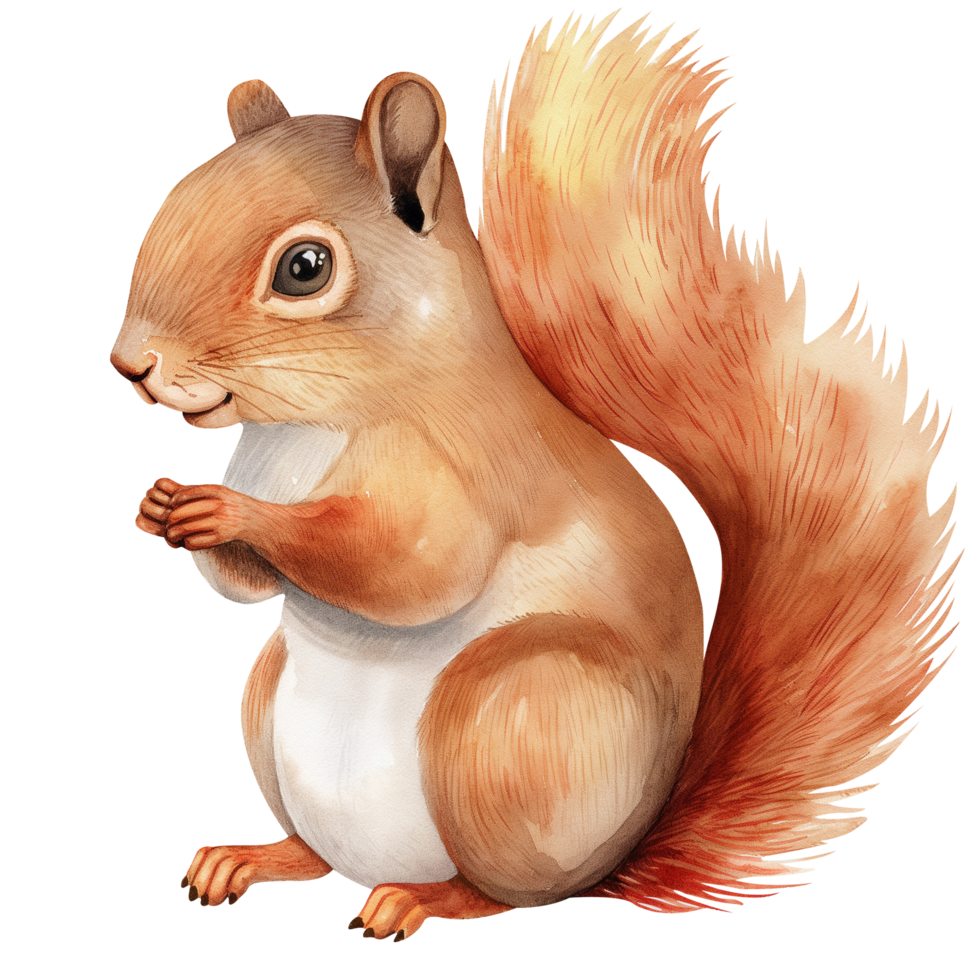 Cute decorative Squirrel watercolor png