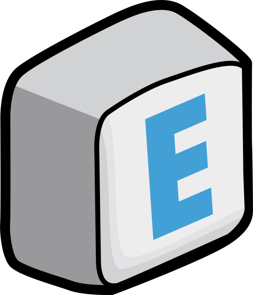 Letter E of alphabet on keyboard computer. png