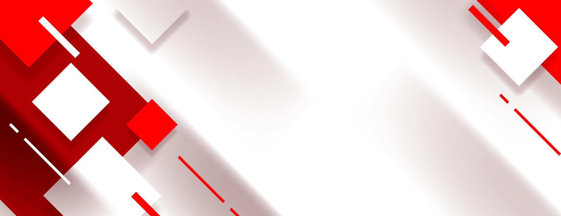 Red and white geometric shapes on white background with squares