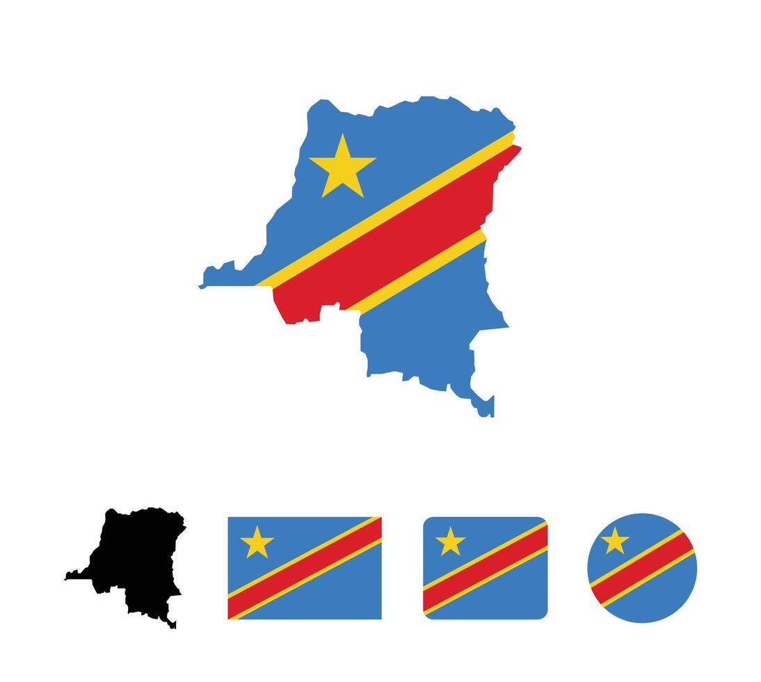 Democratic Republic of the Congo flag. Set of Democratic Republic of the Congo Flags Collection. vector