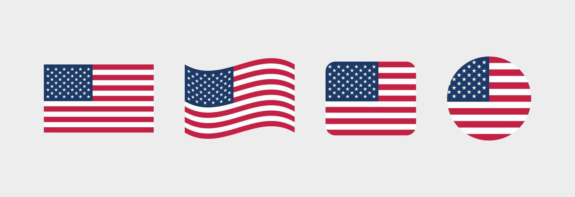 United States flag. Set of United States Flags Collection. vector