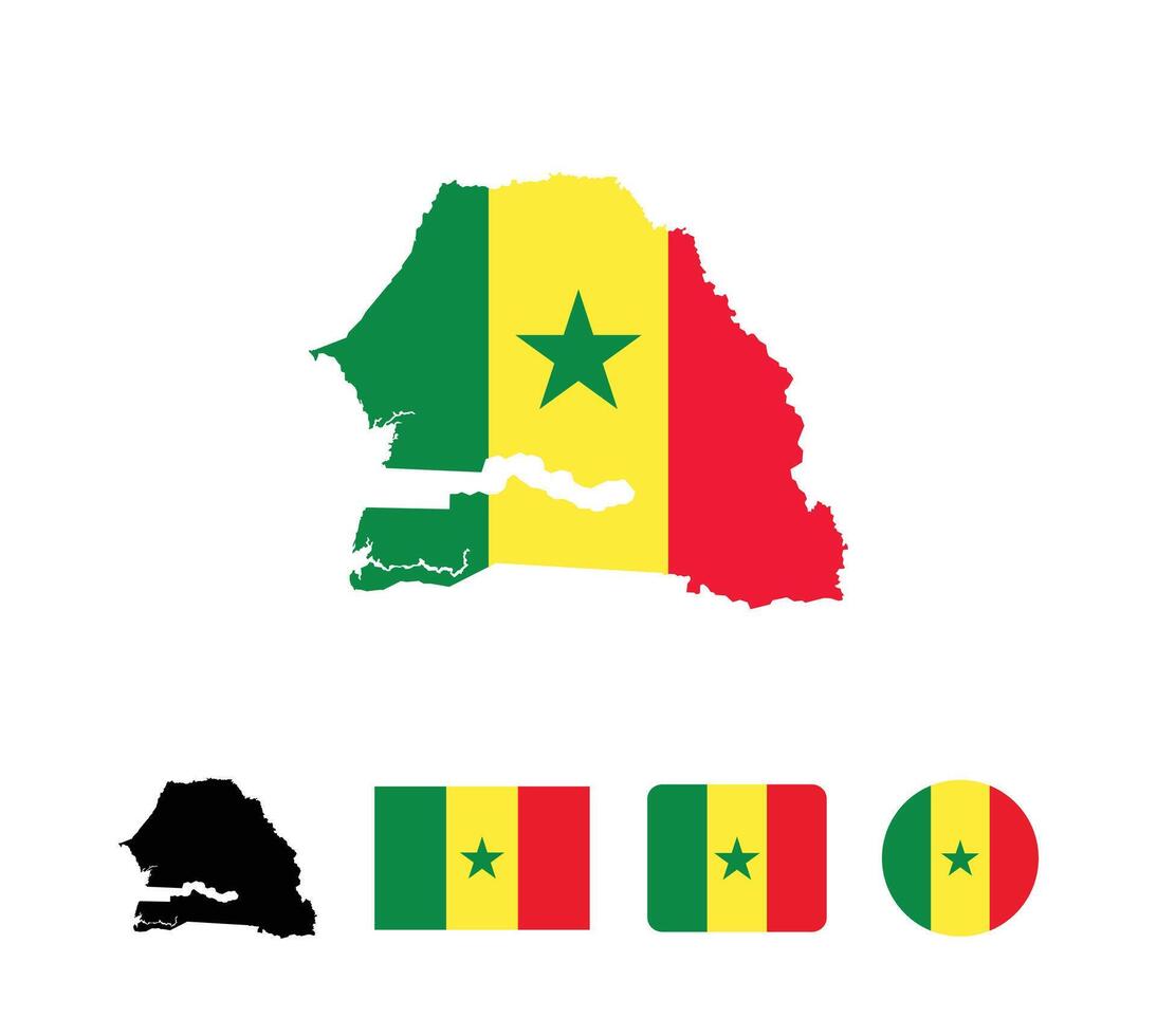 Senegal flag. Set of Senegal Flags Collection. vector