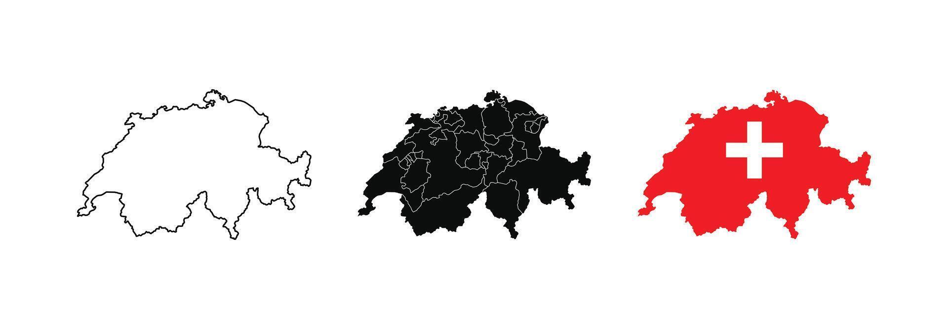 Switzerland Map. Map of Switzerland with national Flag. vector