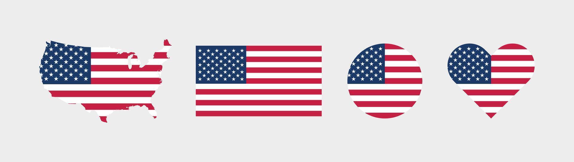 United States flag. Set of United States Flags Collection. vector