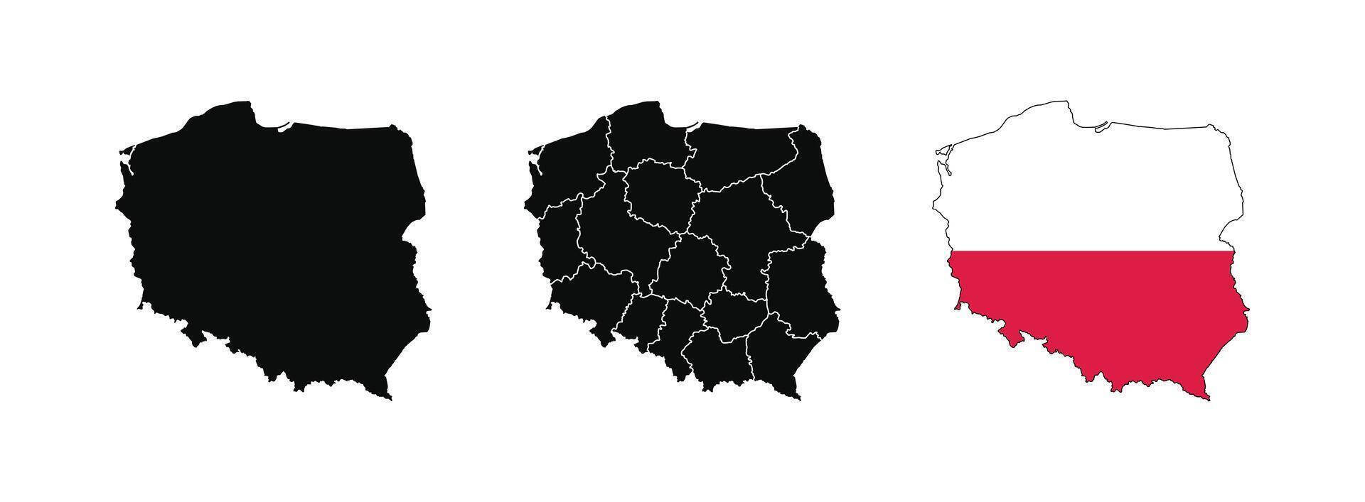 Poland Map. Map of Poland with National Flag. vector