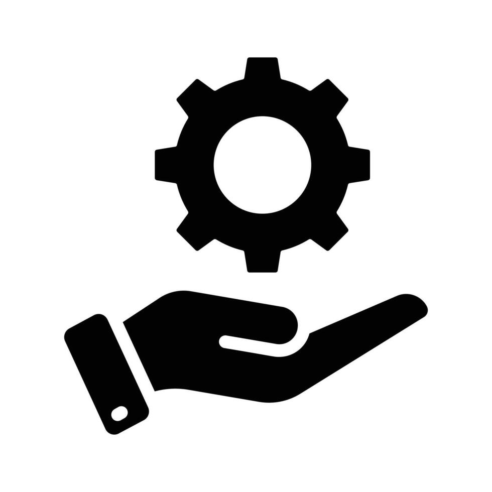Cogwheel on hand denoting icon of technical service in trendy style vector