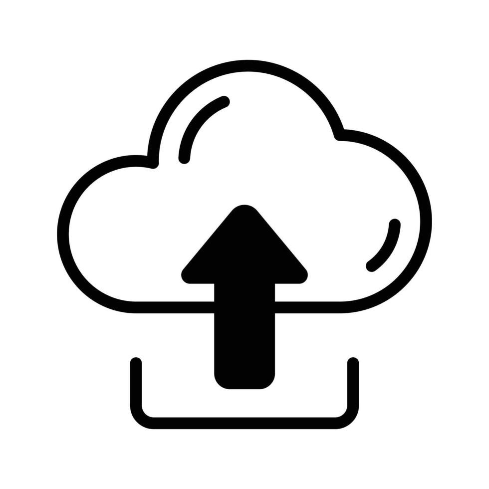 Cloud uploading, cloud with upward arrow, concept of cloud upload vector