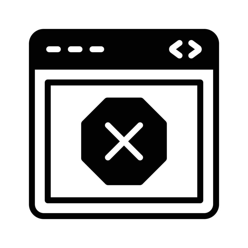 Blocked Website, website error icon design isolated on white background vector
