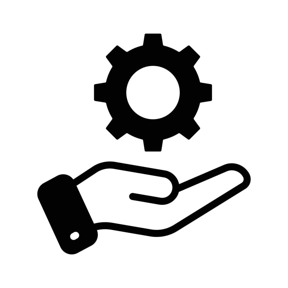 Cogwheel on hand denoting icon of technical service in trendy style vector