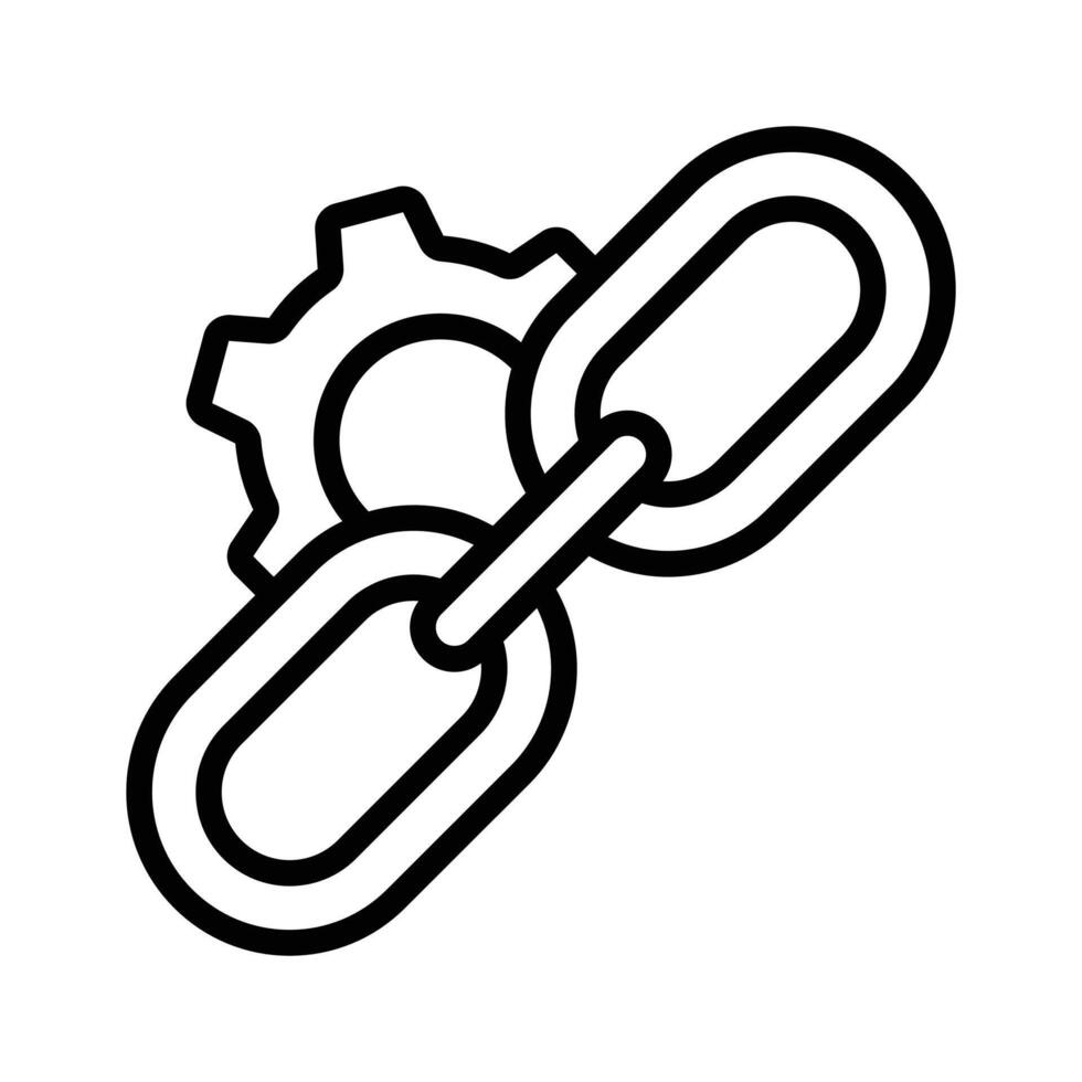 An icon representing link configuration, combining chain links and a gear symbol vector