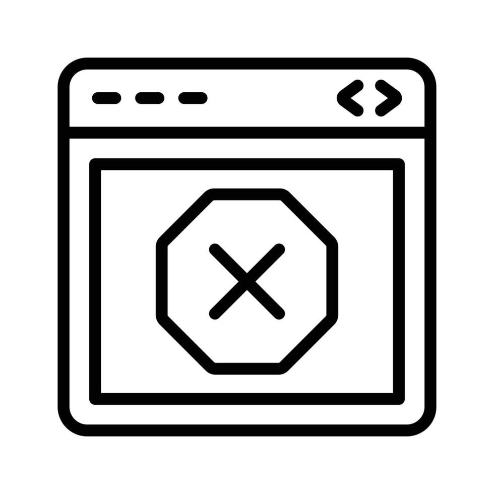 Blocked Website, website error icon design isolated on white background vector