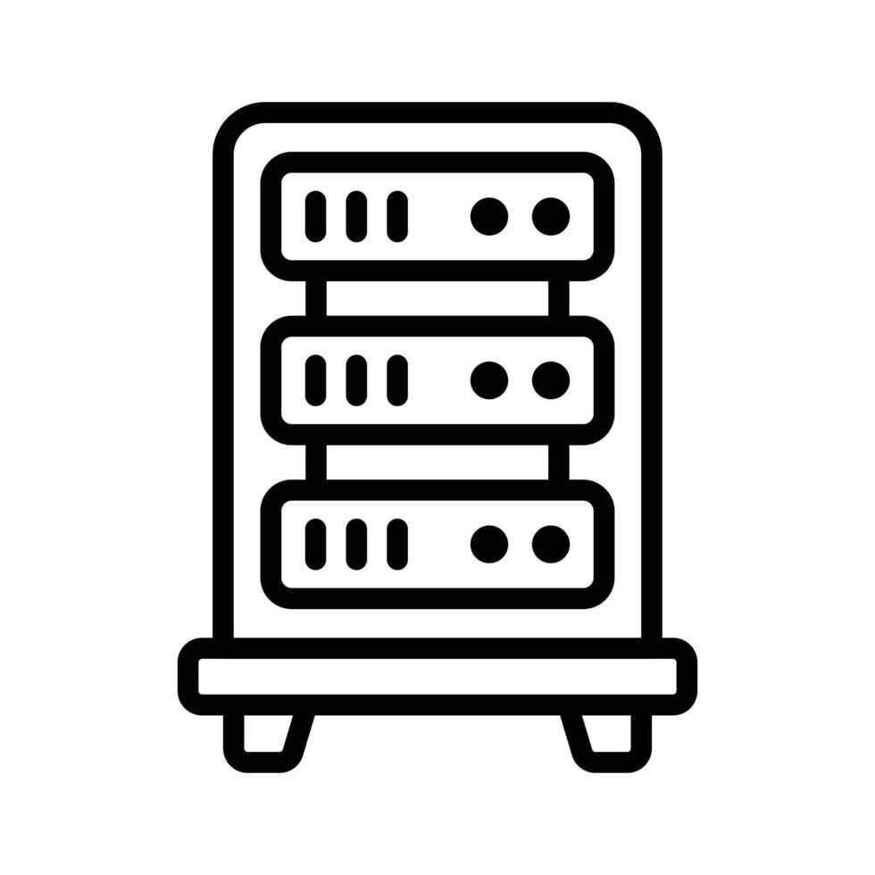 An icon of a server rack with indicators, used for data storage vector
