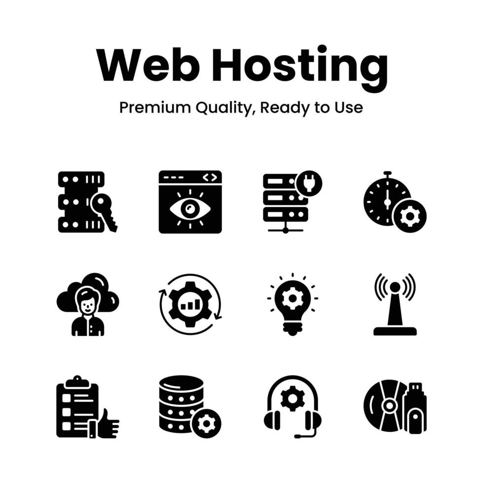 Well designed web hosting icons isolated on white background vector