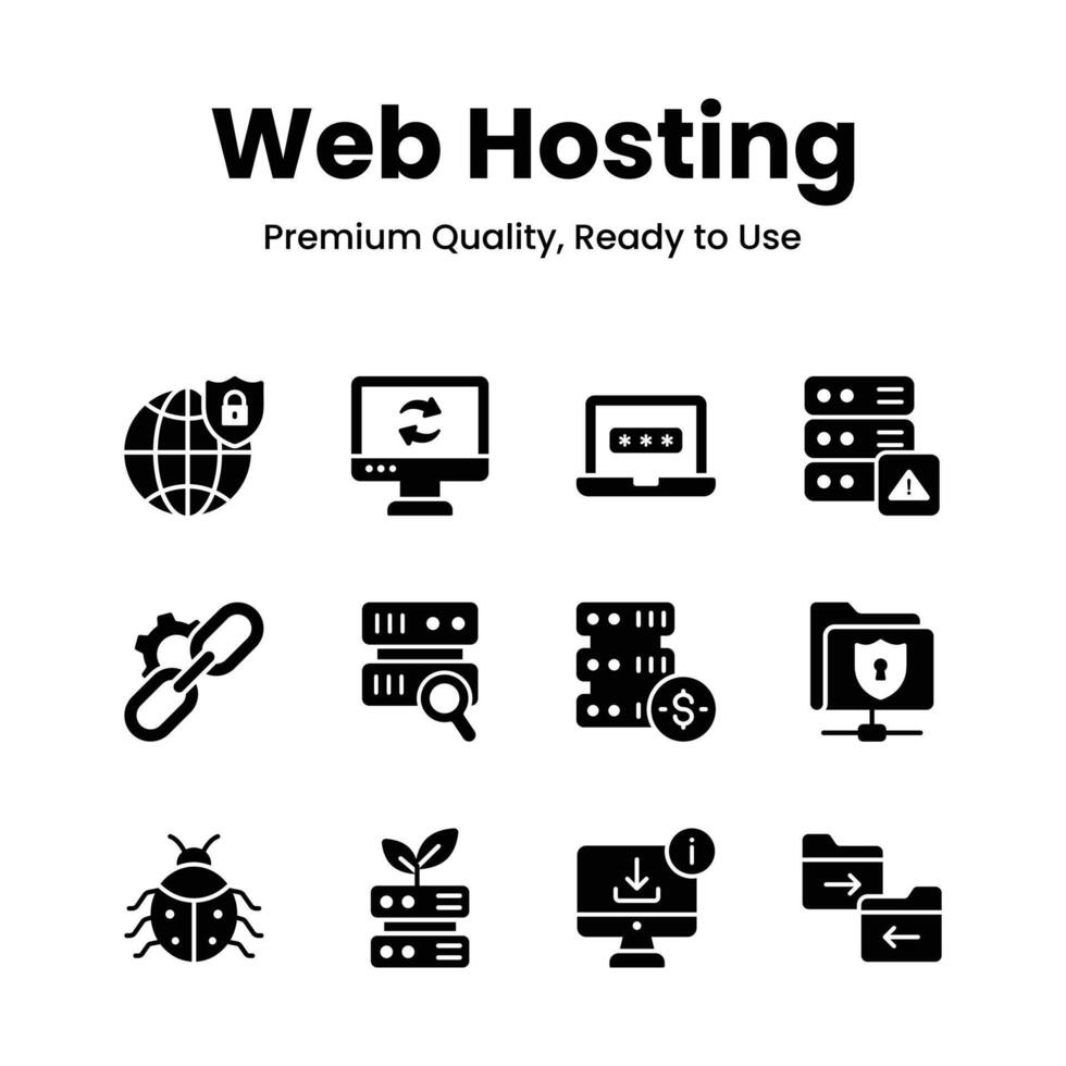 Well designed web hosting icons, ready to use in websites and mobile apps vector