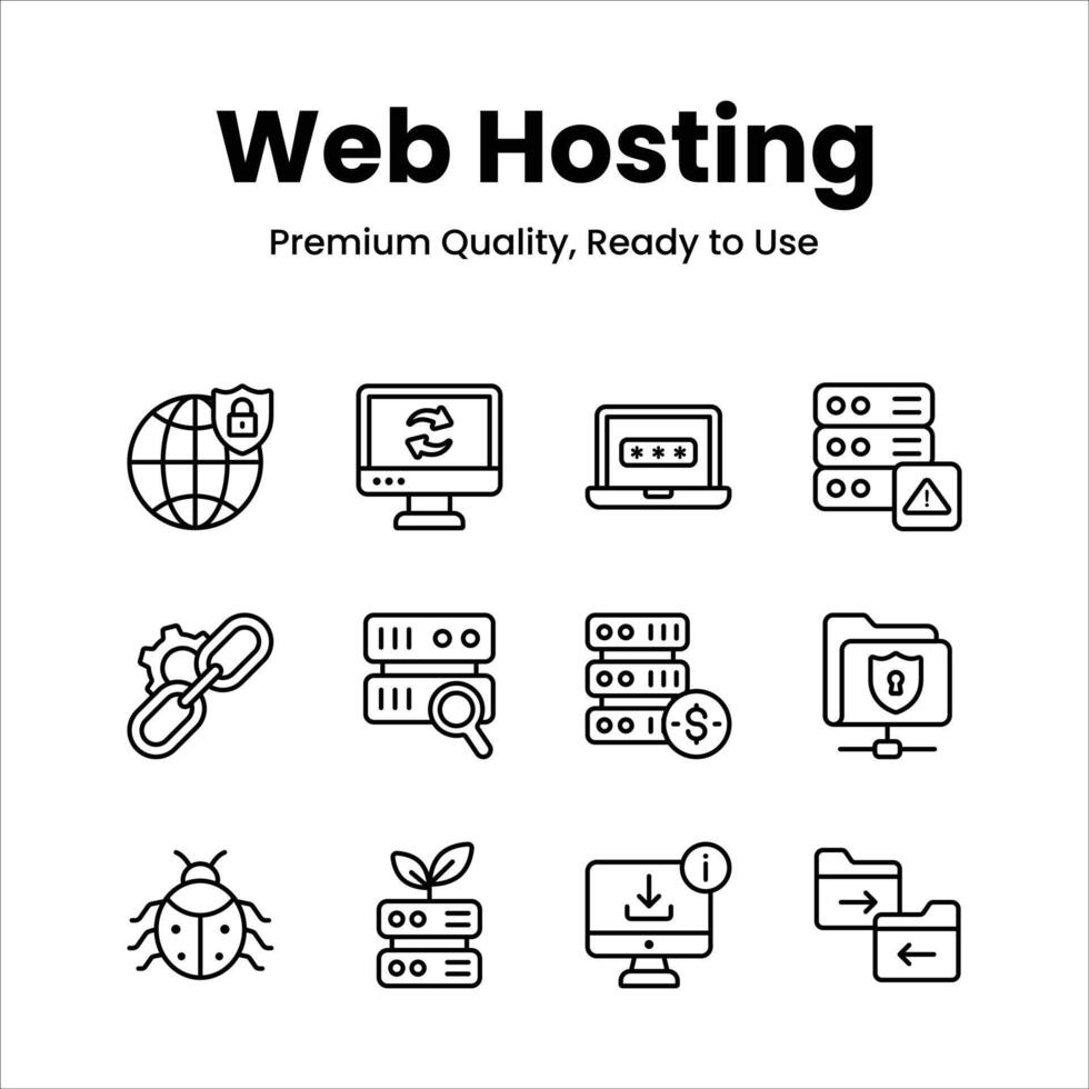 Well designed web hosting icons, ready to use in websites and mobile apps vector