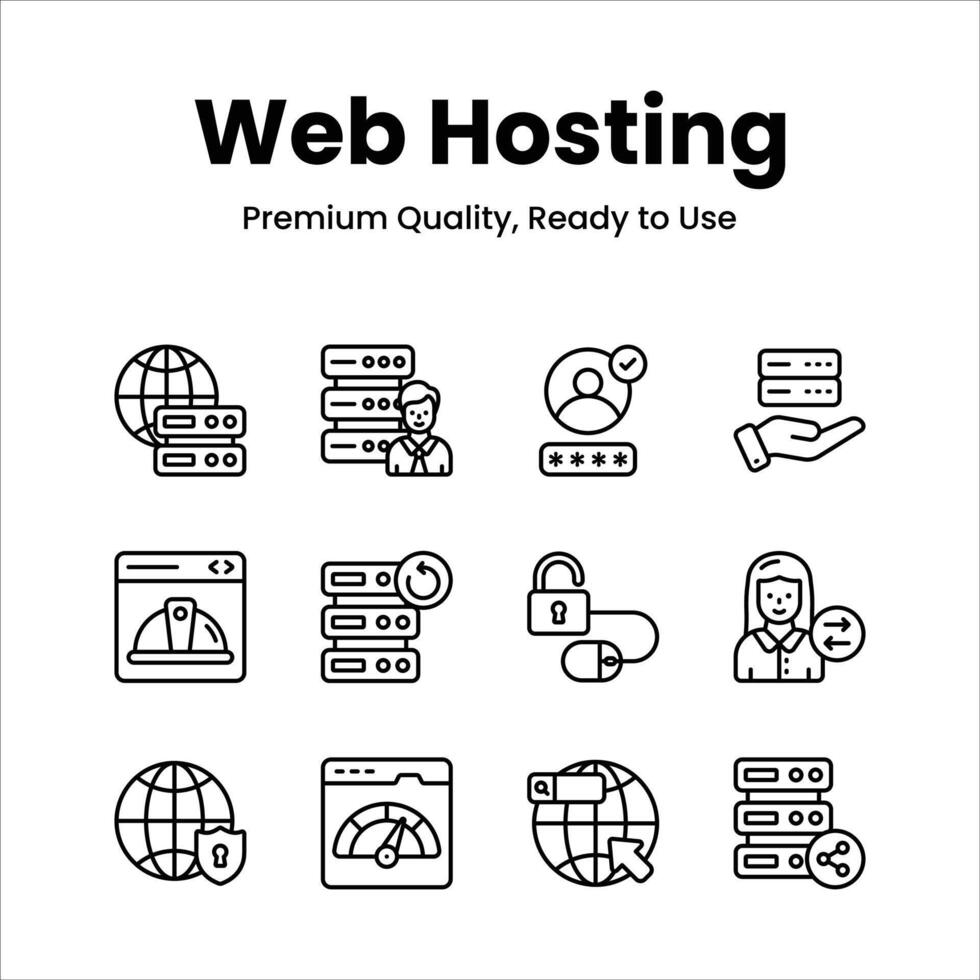 Pack of web hosting icons in modern design vector