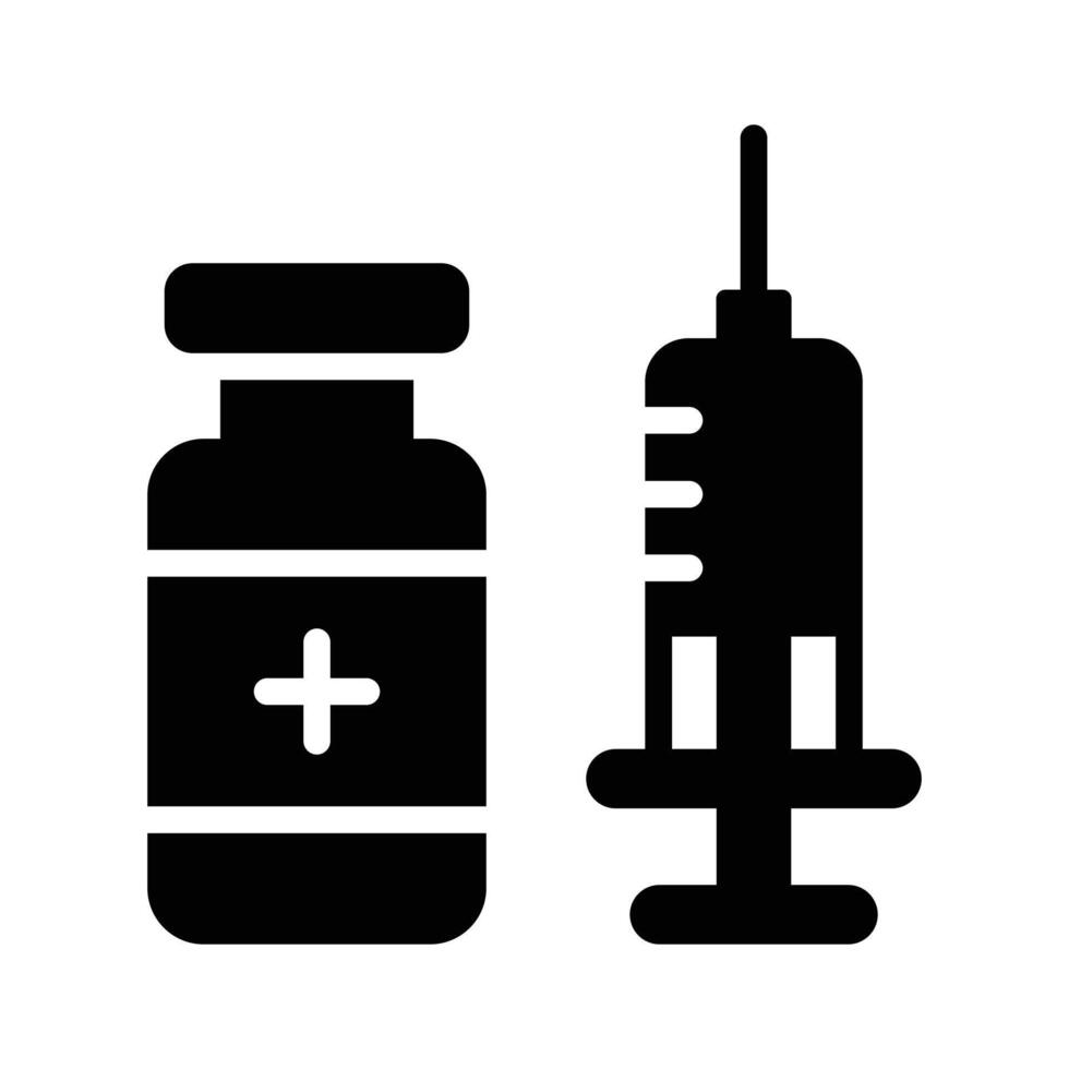 Icon depicting a syringe and a medicine vial with a medical cross vector