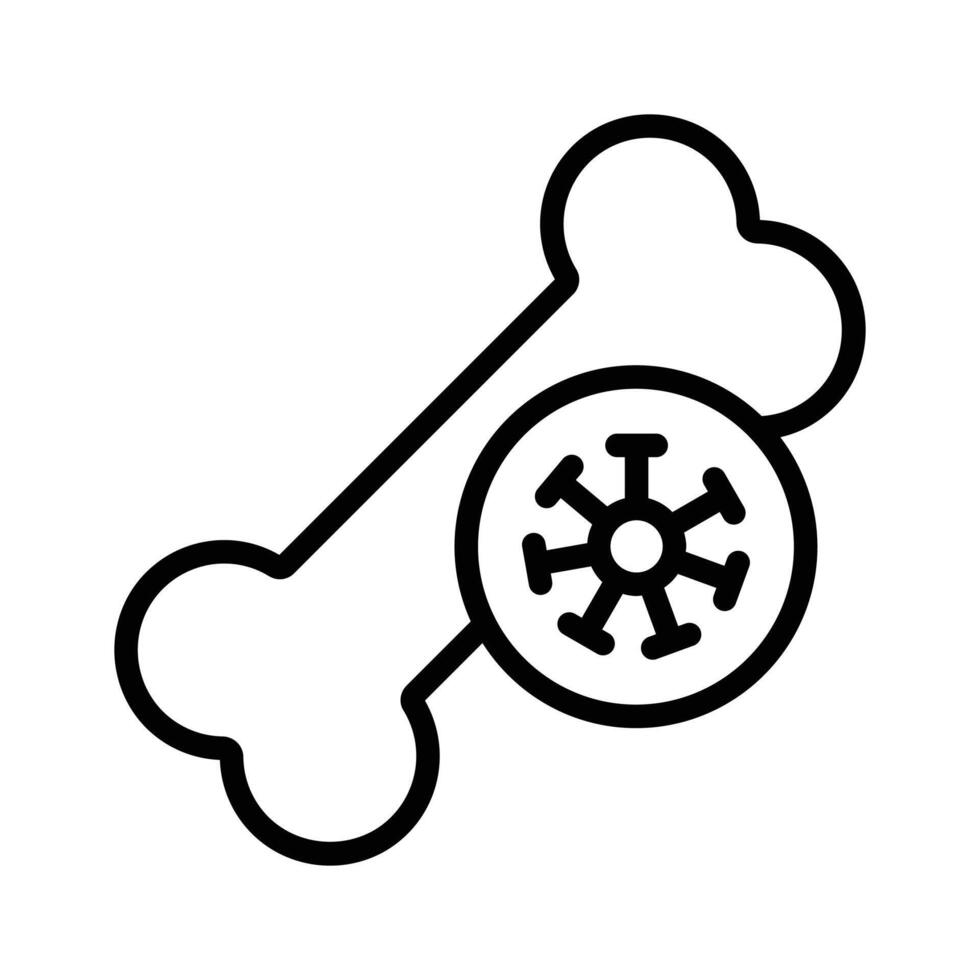 Icon of a bone with a virus, symbolizing infected or diseased bone vector