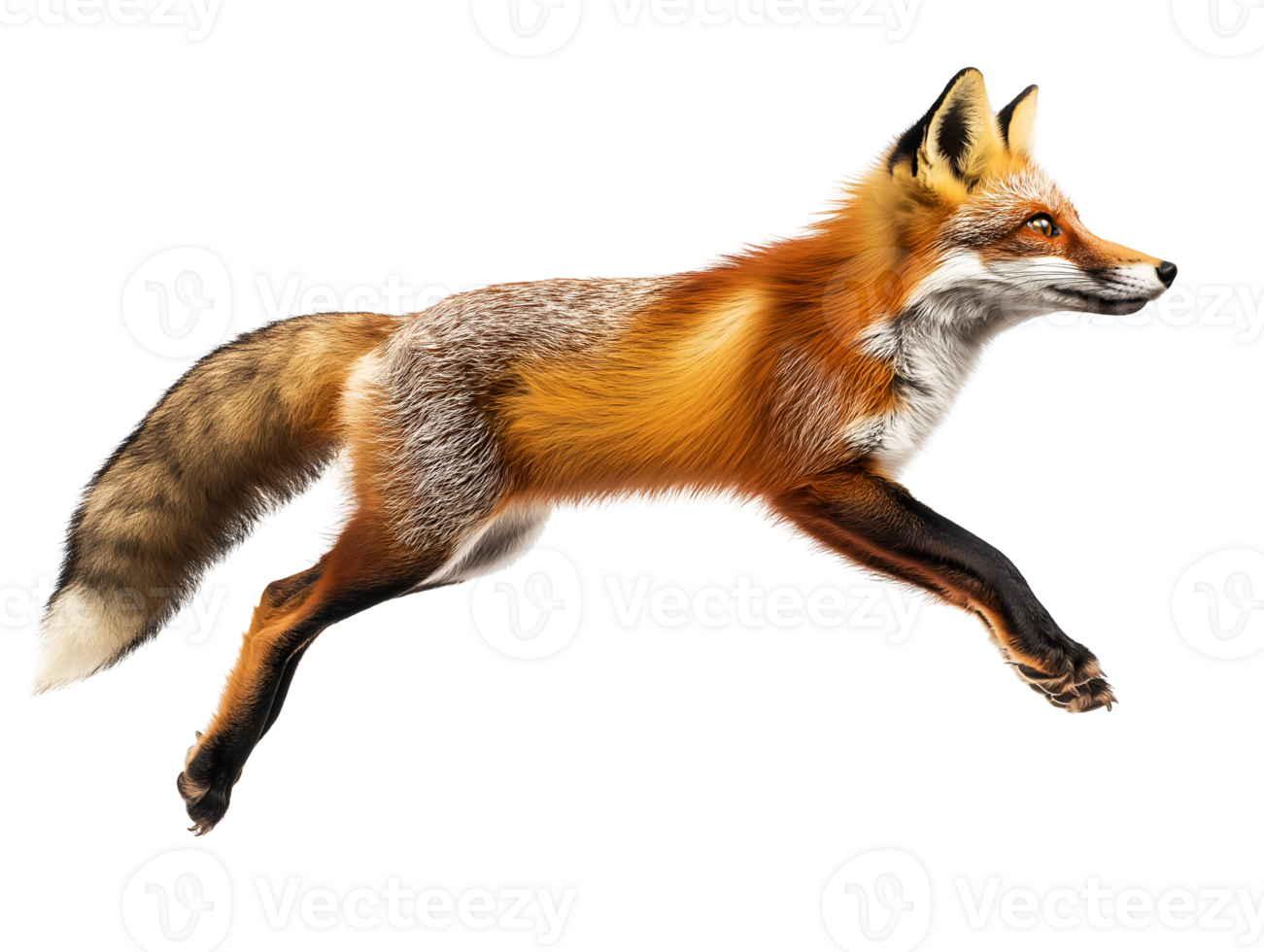fox floating mid-air on isolated background png