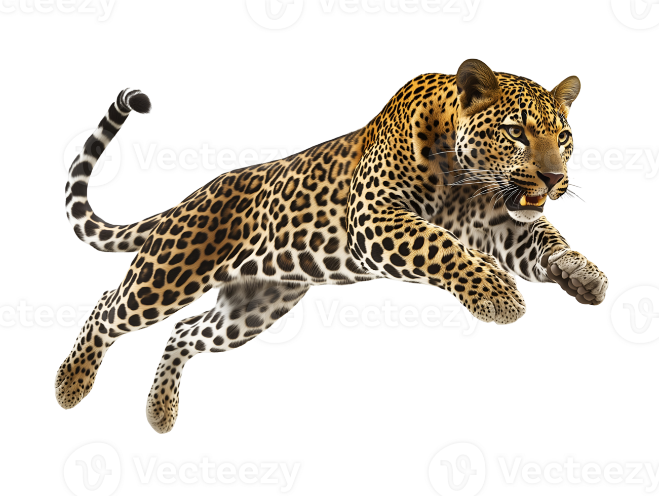 photo of a leopard floating mid-air on isolated background png