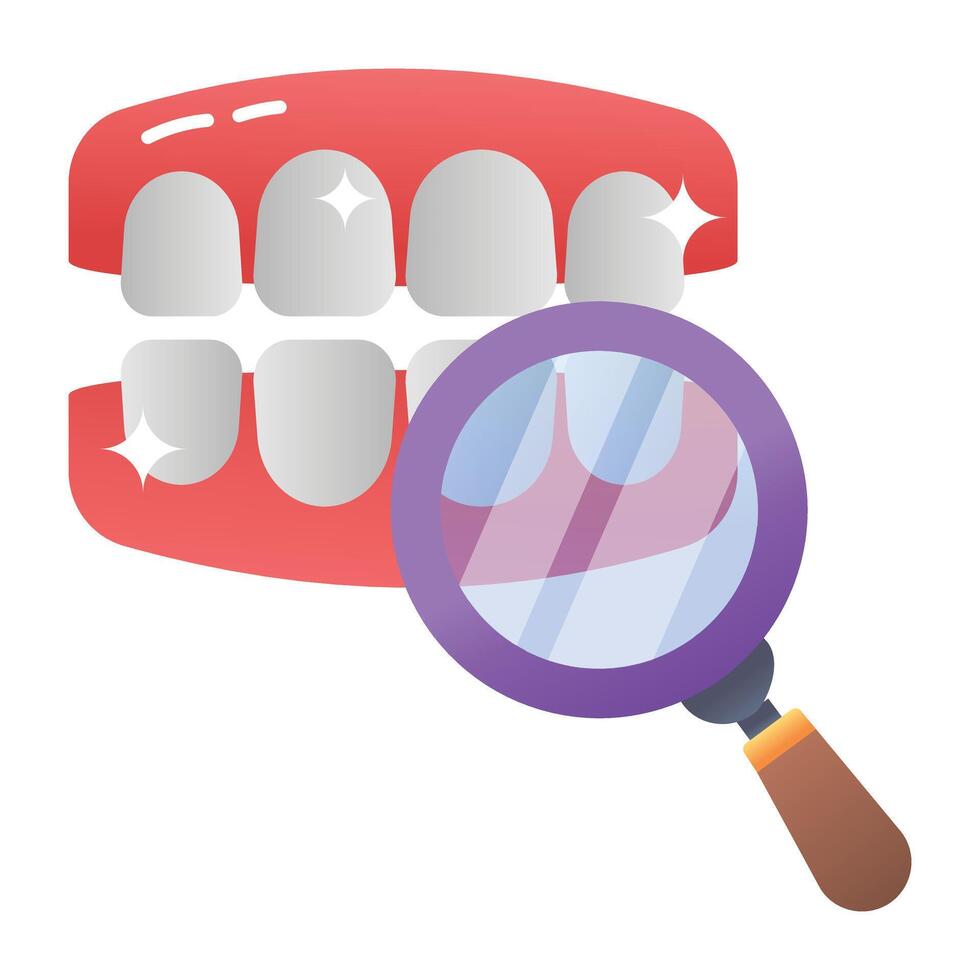 A flat icon of dental checkup with magnifier vector