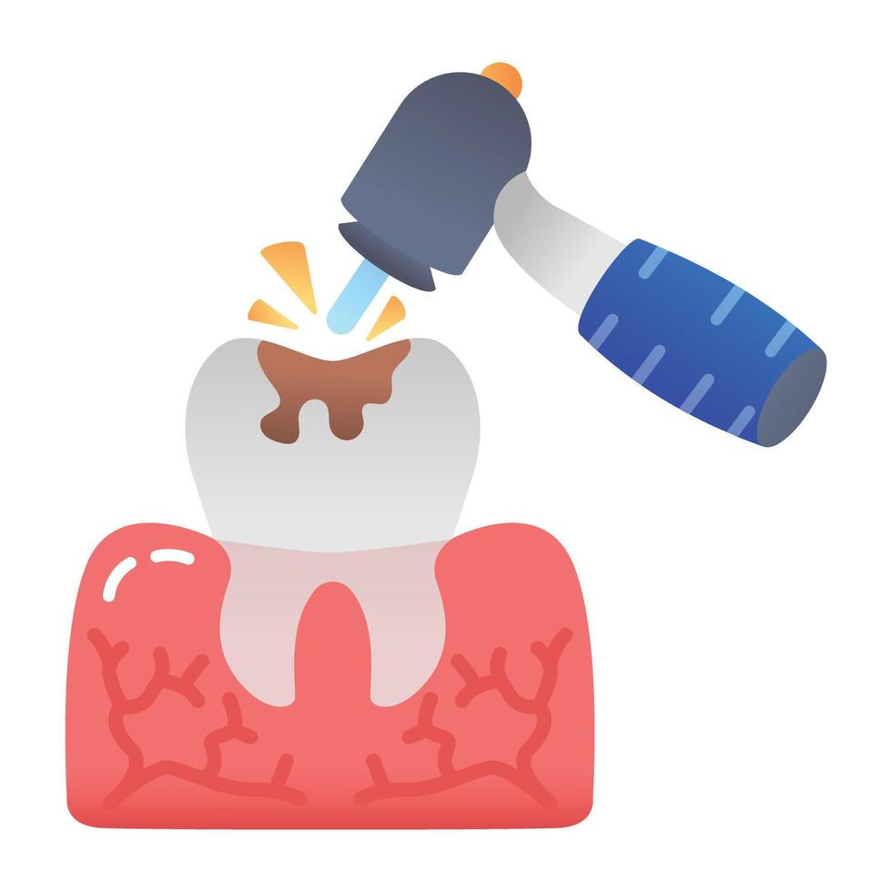 A flat icon of dental drill treatment vector