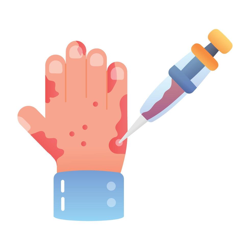 Allergy test with injection, flat icon vector