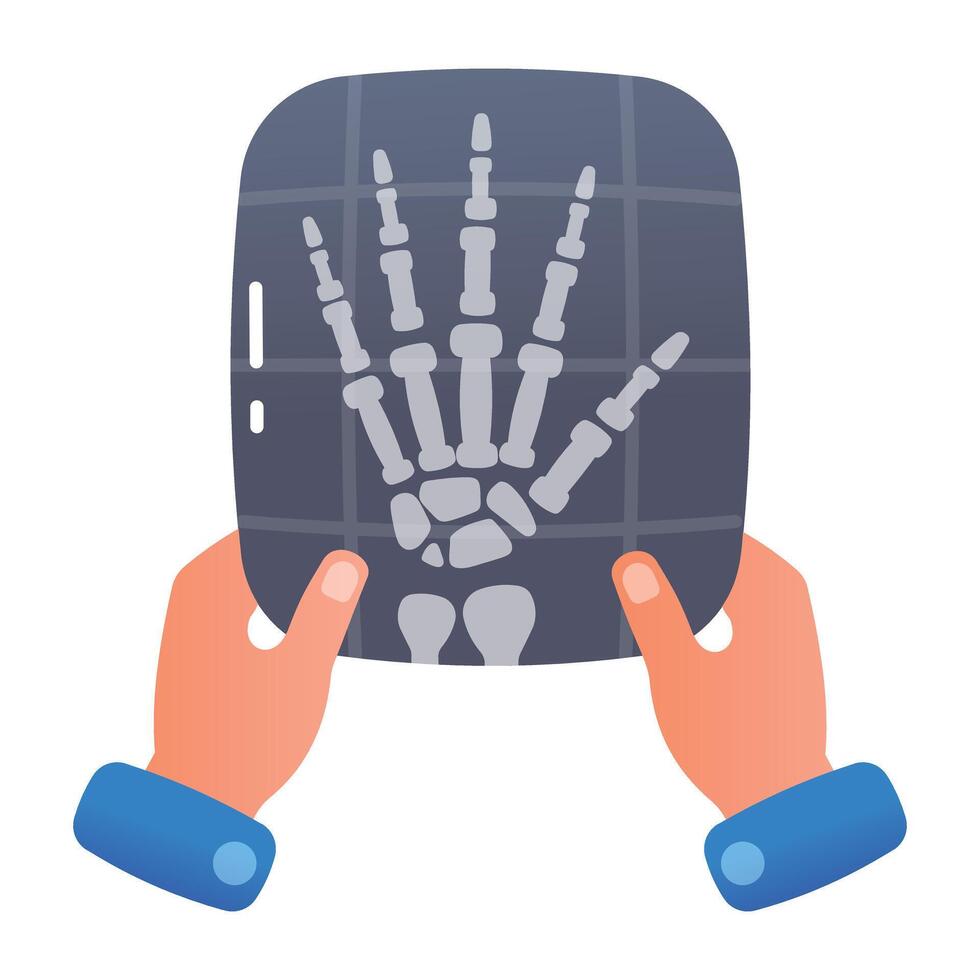 A flat icon of hand xray vector