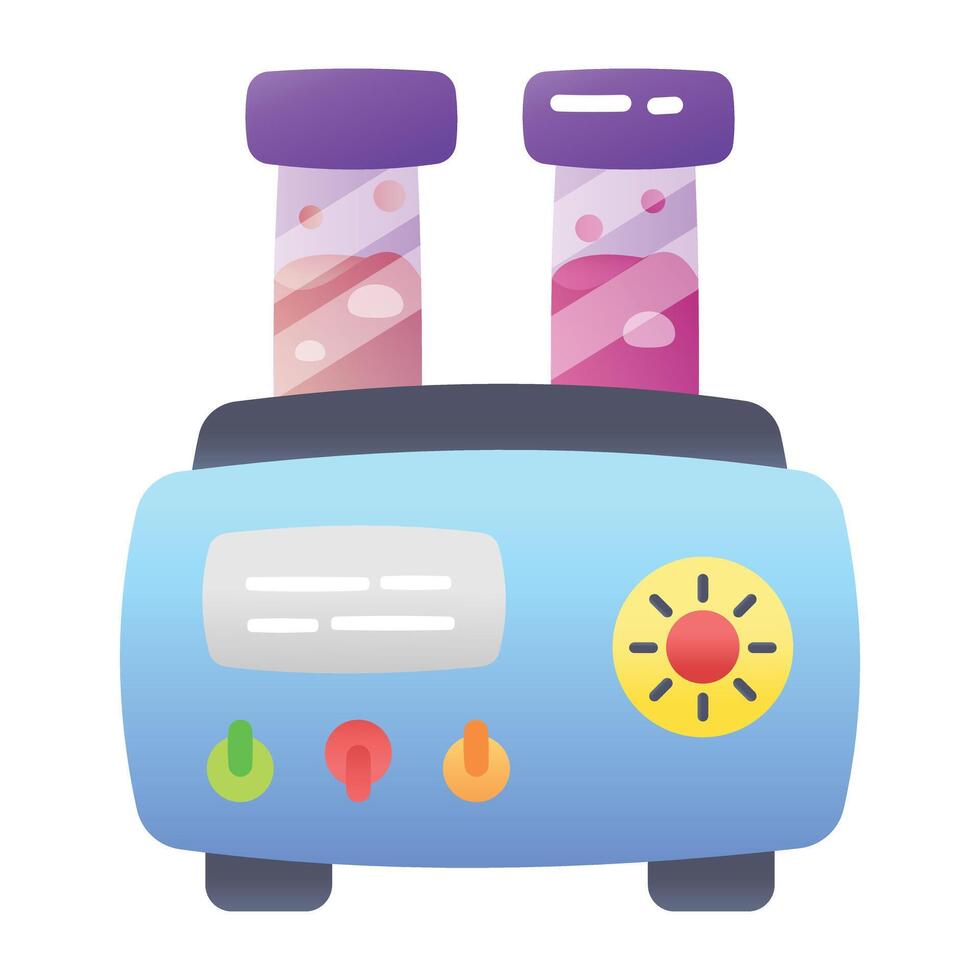 Vortex mixer with test tubes, flat icon vector