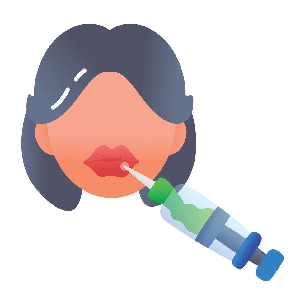 A flat icon of lip filler vector