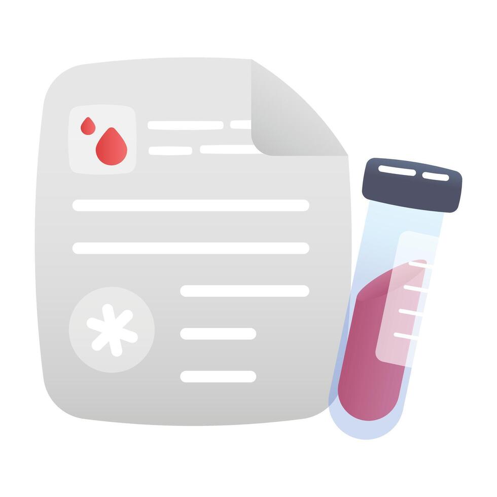 An icon of blood report in flat style vector