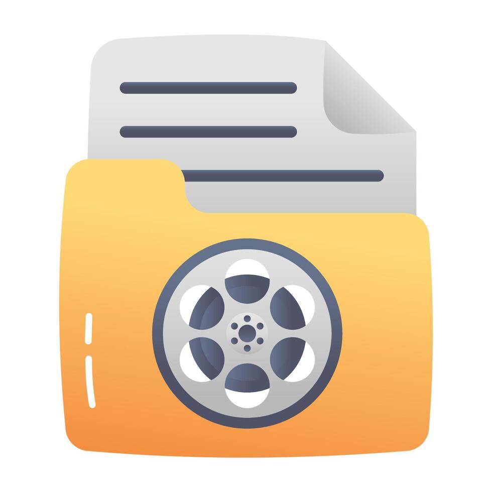 Media folder icon in flat style vector
