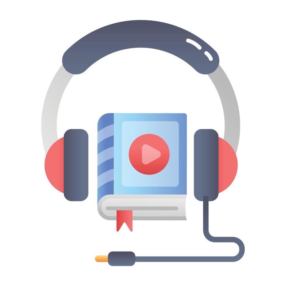 Sound book icon in flat style vector