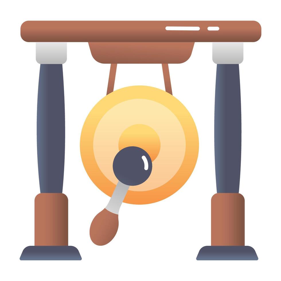 A flat style icon of gong bell vector