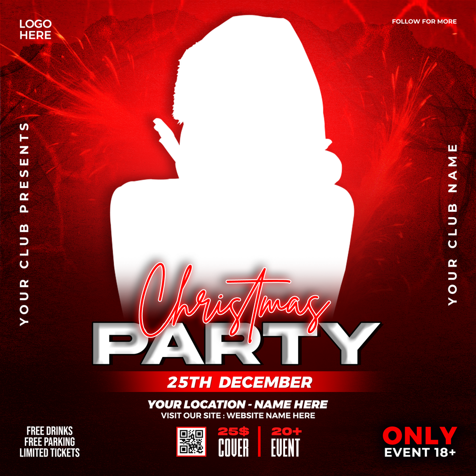 Christmas party flyer social media post template psd
