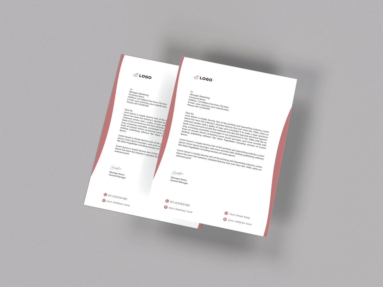Flyer letterhead daily planner and budget planner mockup template psd
