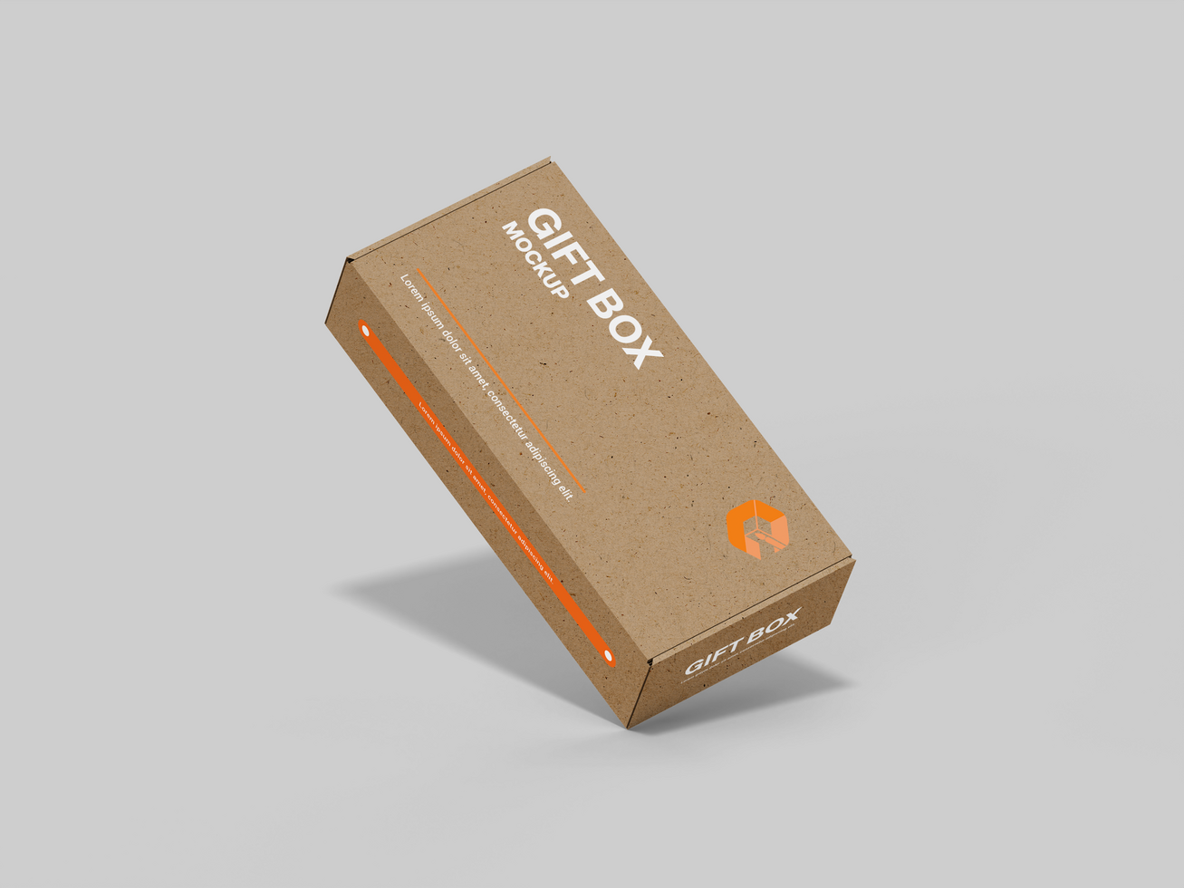 3D wide flat kraft box mock up cangeable color and background - Blank gift box Mockup template psd