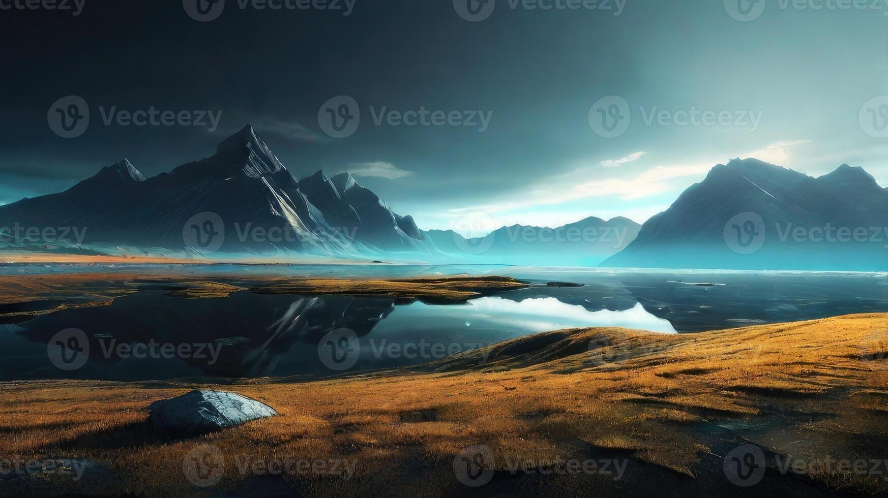 Peaceful landscapes beautiful natural scenery of mountains and rivers photo