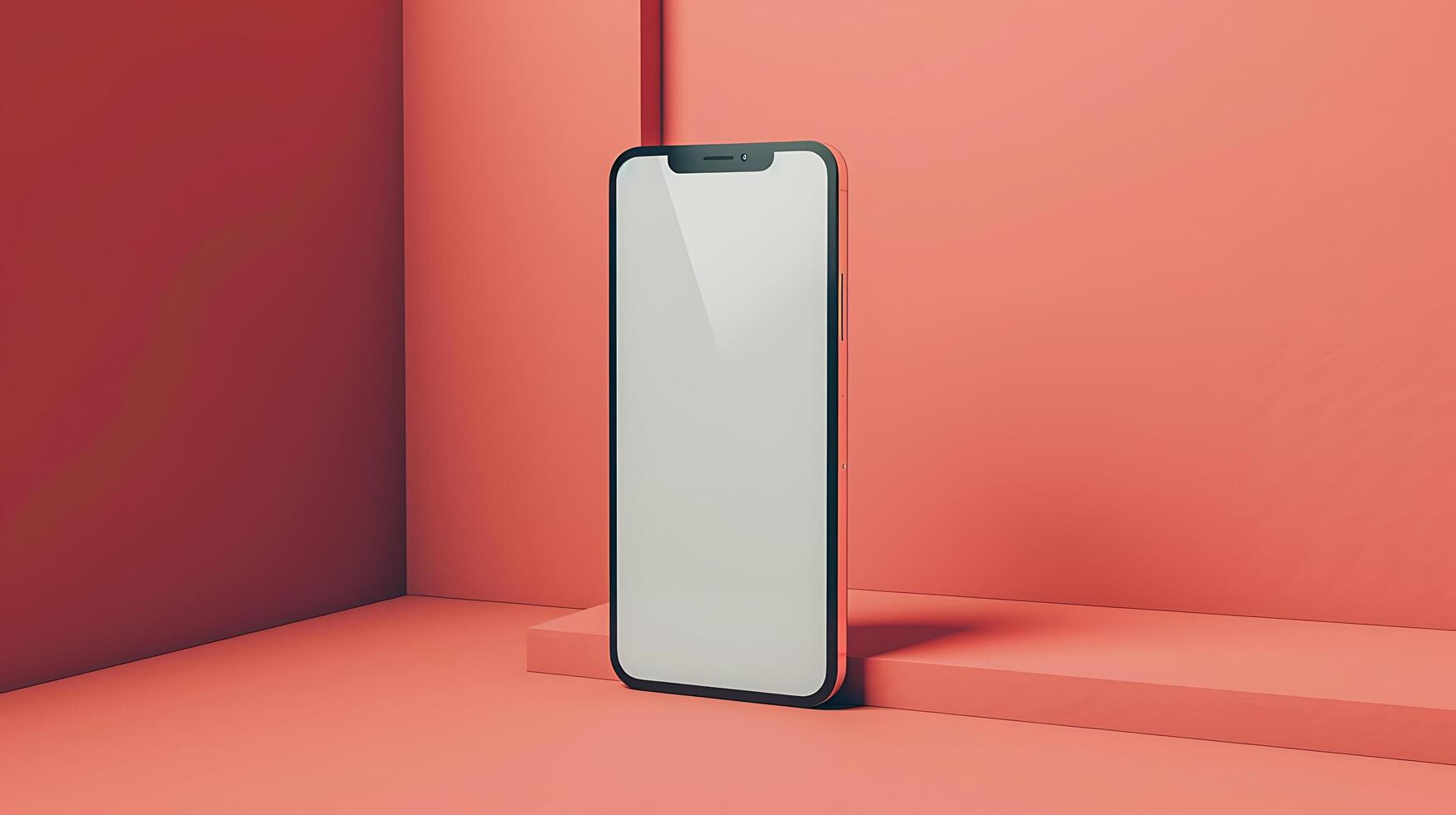 Modern Smartphone Mockup with Blank Screen and Stylish User Interface Design on Minimalist Background photo