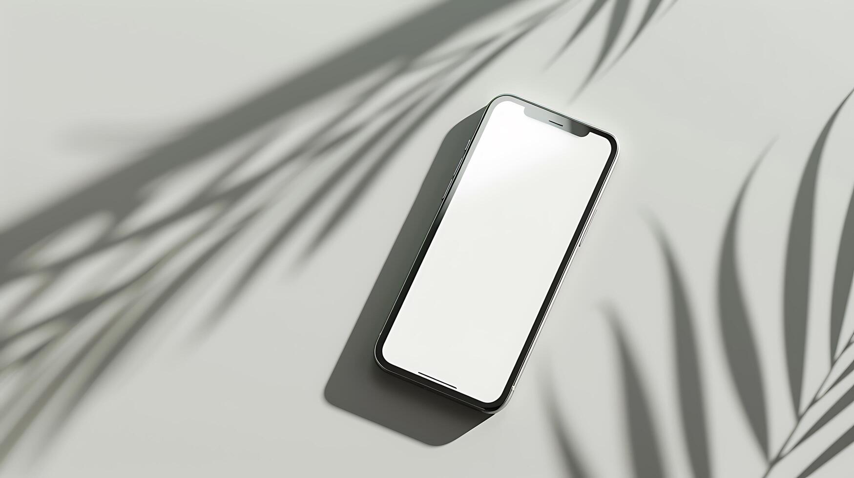 Modern Smartphone Mockup with Blank Screen and Sleek User Interface on Minimalist Background photo