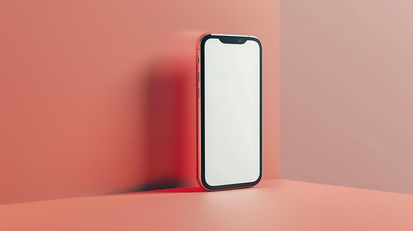 Modern Smartphone Mockup with Blank Screen and Sleek User Interface Design on Minimalist Background photo