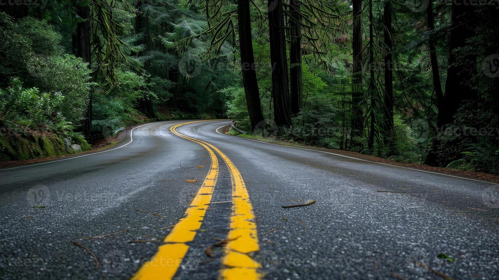 Endless road of travel on rural highways There are natural trees on both sides of the road. photo