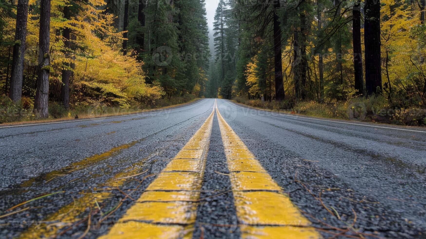 Endless road of travel on rural highways There are natural trees on both sides of the road. photo