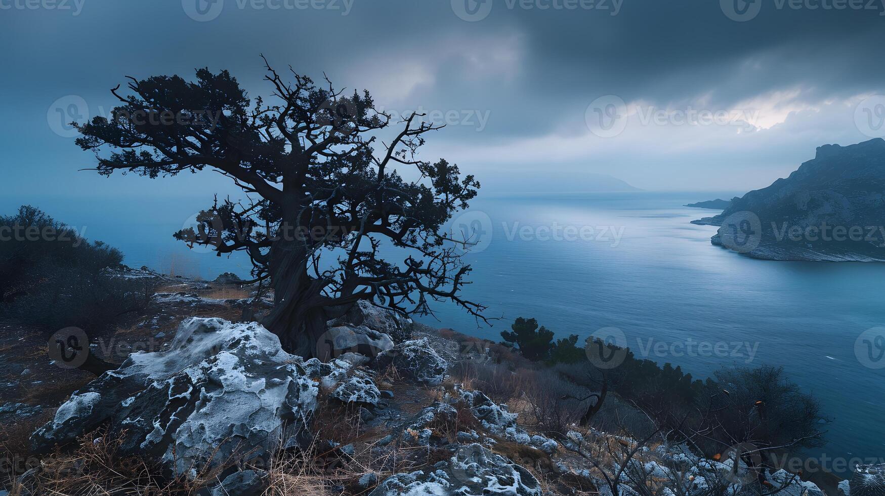 Beautiful beach views in Greece, Clean and beautiful, in winter, which in Generate AI photo