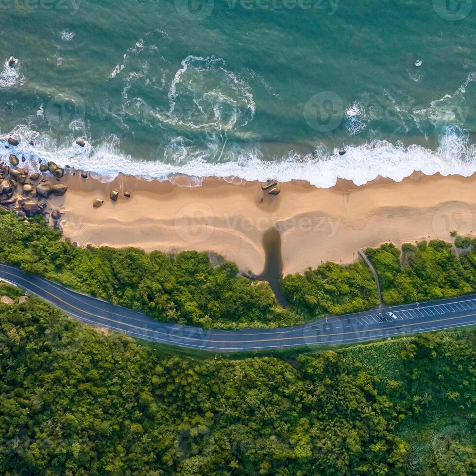 Balneario Camboriu in Santa Catarina. Taquaras Beach and Laranjeiras Beach in Balneario Camboriu. Aerial view in landscape. Square image photo