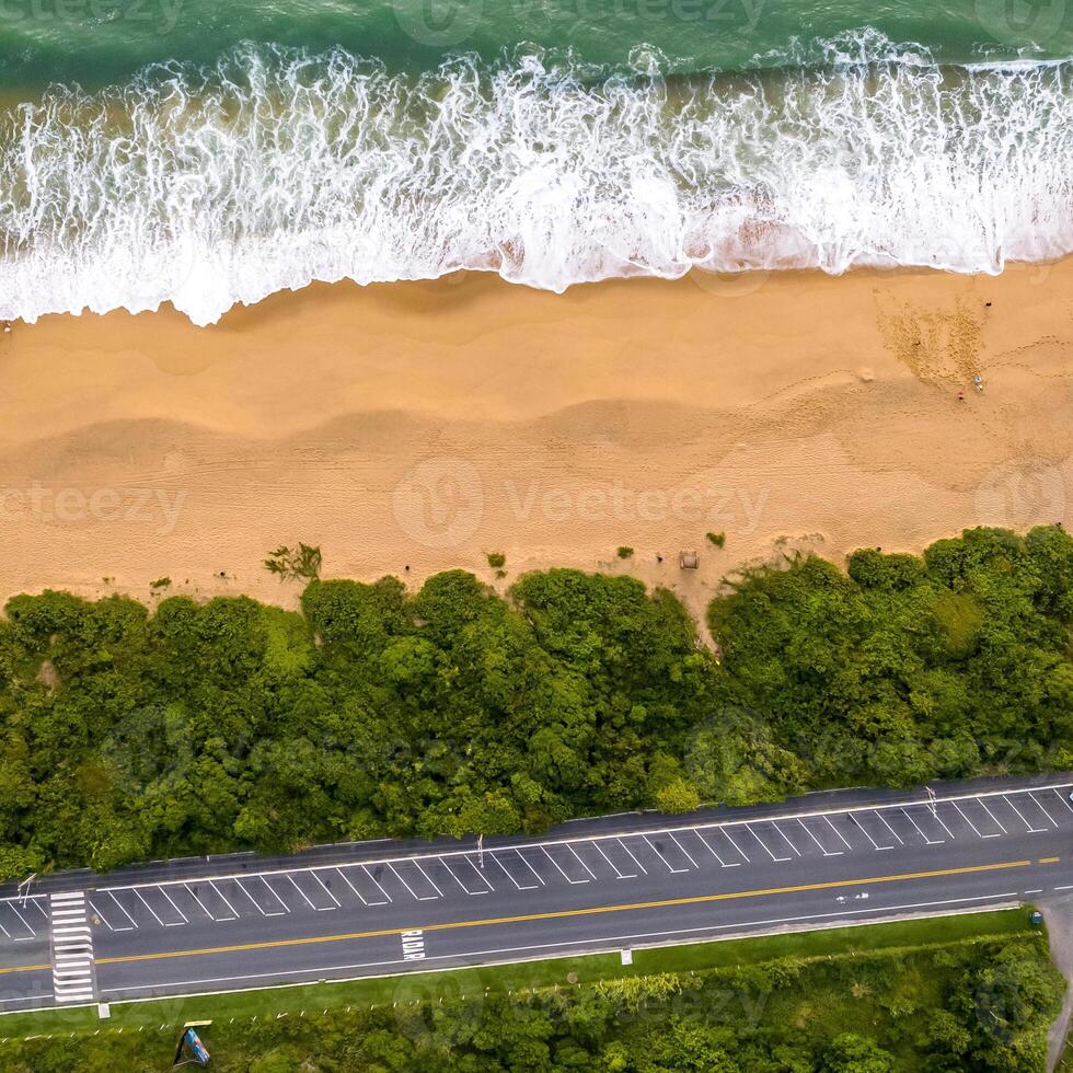Balneario Camboriu in Santa Catarina. Taquaras Beach and Laranjeiras Beach in Balneario Camboriu. Aerial view in landscape. Square image photo