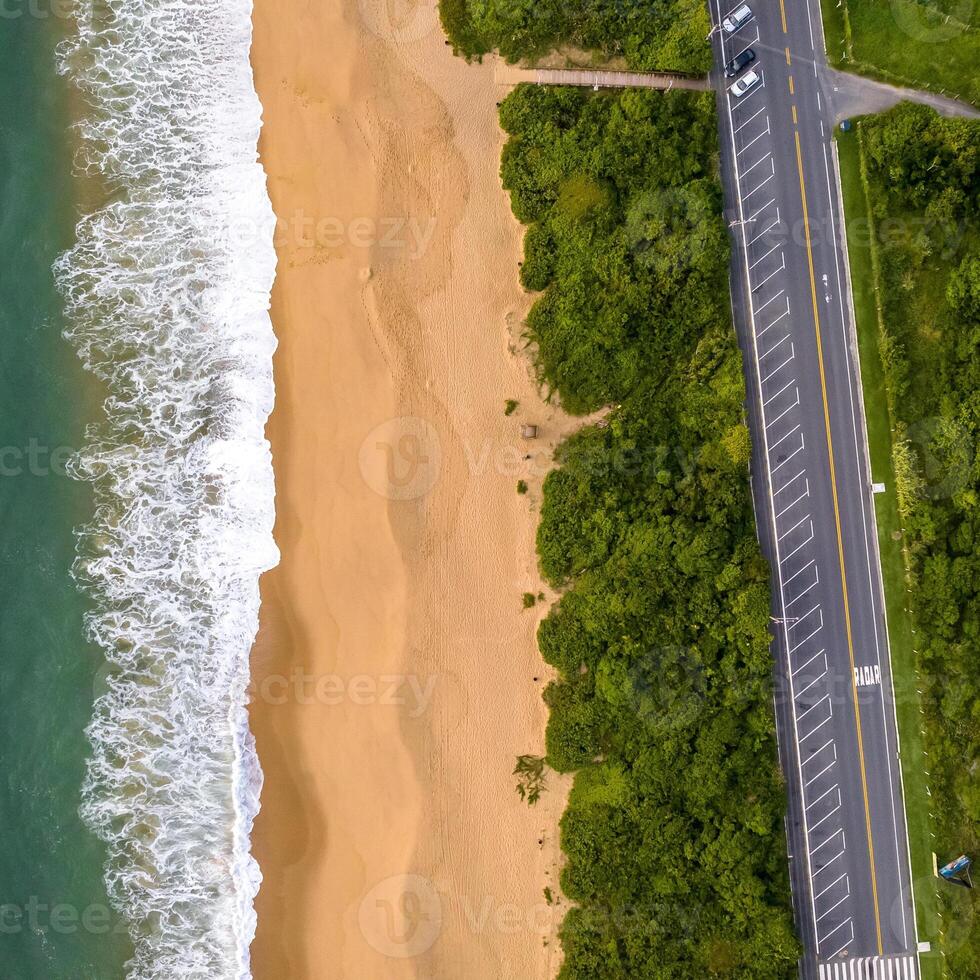 Balneario Camboriu in Santa Catarina. Taquaras Beach and Laranjeiras Beach in Balneario Camboriu. Aerial view in landscape. Square image photo